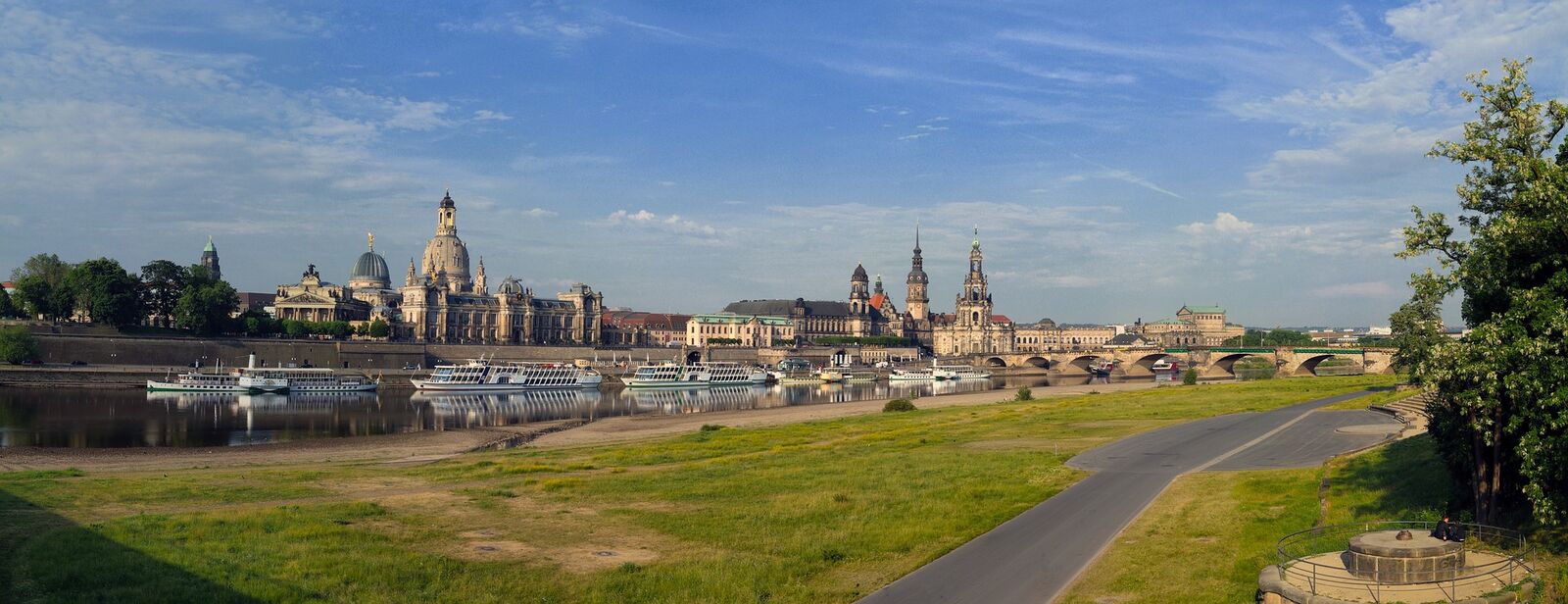 Dresden Skyline mit Frauenkirche und Elbe